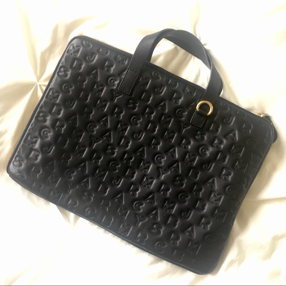 Marc Jacobs Black Leather Laptop Bag 15”